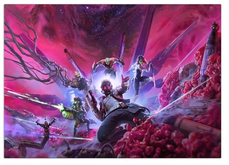 Displate Offiziell Marvel MetallPoster Magnetische Befestigung Inklusive Lizenziert Bilder Hochwertiges Poster The Guardians Of The Galaxy Game - Guardians of the Galaxy Game Poster 67.5 cm x 48 cm