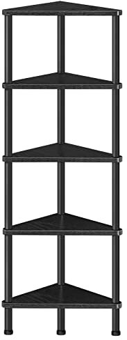 HOOBRO Scaffale Libreria ad Angolo, Scaffale a 5 Livelli, con Struttura Metallica in Stile Industriale, Organizzatore Espositore per Piante, per Piccolo Spazio, Nero EBK33CJ01