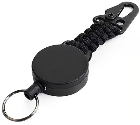 Lamkrtlp Portachiavi Retrattile, con Cavo Acciaio Retractable da 60cm, Catena Retrattile Chiave Resistente Con Moschettone