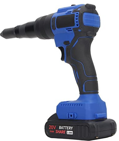 Akku-Blindnietwerkzeug, Vollautomatisches Bürstenloses Nietpistolen-Set Komfortabler Griff 100‑240 VAC Schnelles Nieten für Aluminium-Eisen-Stahl-Nieten (EU-Stecker)