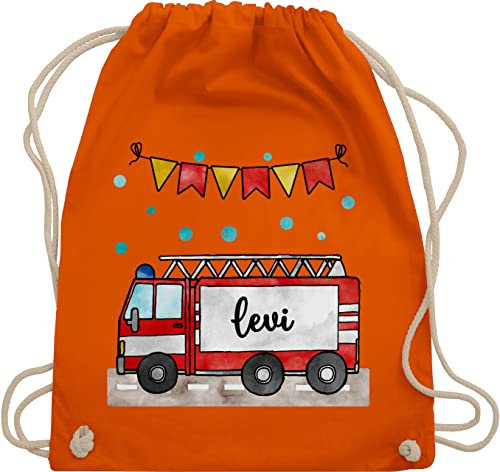 Turnbeutel Rucksack - Feuerwehrauto Motiv I Leiterwagen Geschenk Feuerwehr I Löschzug - Unisize - Orange - beutel für wechselkleidung kinder kinderturnbeutel kindergarten jugendfeuerwehr name