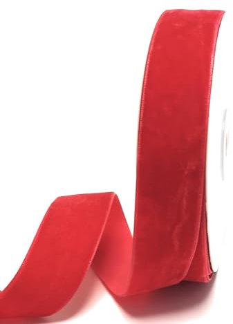 s.dekoda Dekoband Samt 10m x 25mm Rot Samtband Samtborte Schleifenband [D1244-123]