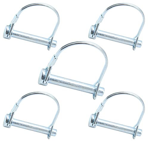 CEEYSEE 5Pcs Shaft Locking Pin 8mm Trailers Lock Hitch Lock Pin Zinc Plated Carbon Steel Round Loop Safety Wire Lock Pin Length 50mm for Farm Trailers Trolley Wagons Lawn Garden Towing (KD.M8 X 50mm)