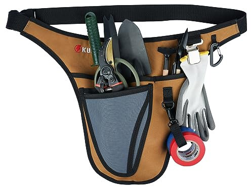 KUNN Garden Tool Waist Belt - 4 Deep Pockets Tool Apron for Women Men,Utility Pouch for Gardening,Electrican,Florists,Plumbing