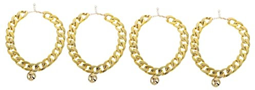 Mipcase 4stücke Goldene Kette Hundehalsband Verstellbares Mit Glocke Geeignet Für Kleine Bis Mittelgroße Hunde Und Langlebiges Material Hautfreundlich Perfektes Accessoire Für Fotos
