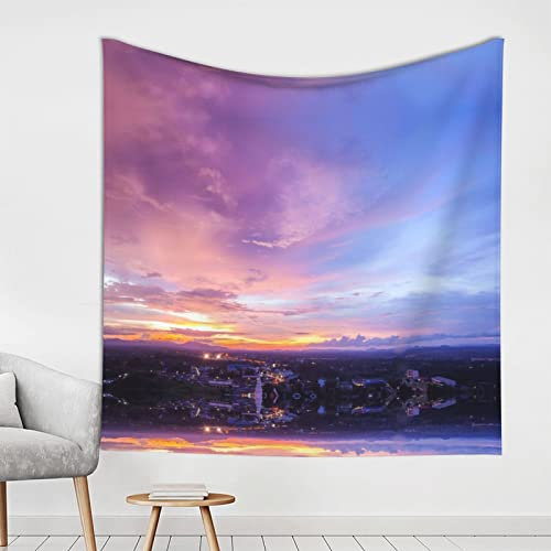 Allocs Schöner Sonnenuntergang bei Thailand, Wandbehang für Schlafzimmer, Wohnzimmer, Wohnheim, Heimdekoration, 150 x 150 cm