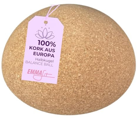 EMMAfit Kork Halbkugel I Balance Ball für Yoga 28 x 10 cm I hochwertige Fitness Halbkugel aus Kork für Balance Training I nachhaltige Balance-Halbkugel für Gleichgewichts- & Fitnesstraining