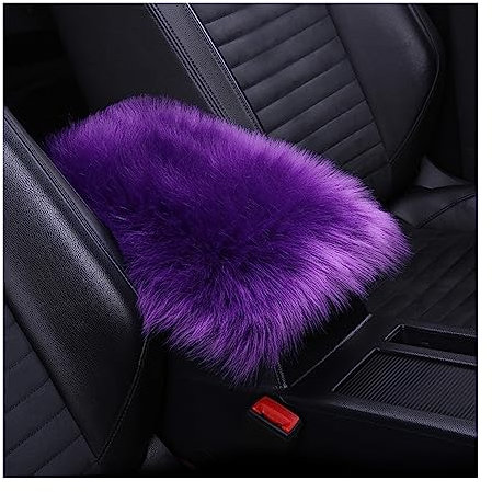 CGEAMDY Auto Mittelkonsolen Armlehnenpolster, Auto Mittelkonsole Abdeckung Armlehnenbezug Kissen, Plüsch-Fahrzeug-Armlehnenkissen für Fahrzeug-SUV-LKW(Violett)