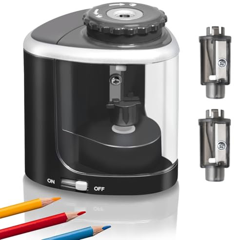 Sonuimy Battery Pencil sharpeners for Colored Pencils, Portable Electric Pencil Sharpener for #2 No.2 HB Pencils (6-8mm), Battery Operated sharpeners for Artist Classroom School Work Office -Black