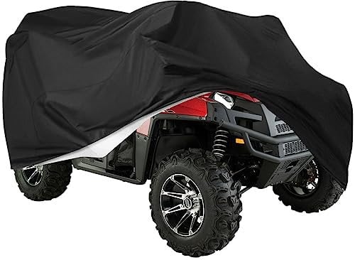 ATV Cover Waterproof 190T Oxford Cloth Outdoor 4 Wheeler Protective Cover Windproof Sun Cover 210x120x115cm All Weather Protection Portable for Most ATV Motorcycle Mobility Scooter