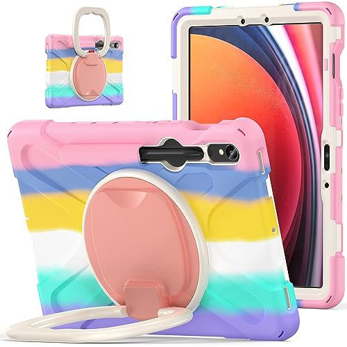 PboyiqiS Funda para Samsung Galaxy Tab S10 Ultra para niños 2024, con soporte para lápices de 360 grados, también para Galaxy Tab S9/S8 Ultra (Galaxy Tab S10 Ultra/S9 Ultra/S8 Ultra, multicolor rosa)