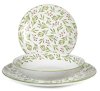Royal Norfolk Holly Time - Juego de mesa, 18 platos, porcelana, decorado, Navidad