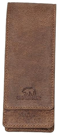 BROWN BEAR Schreibgeräte-Etui Leder Braun Vintage für 3 Stifte | Echtleder Etui mit Magnet-Verschluss für Kugelschreiber & Füller | BB Golf 80-3 HBR