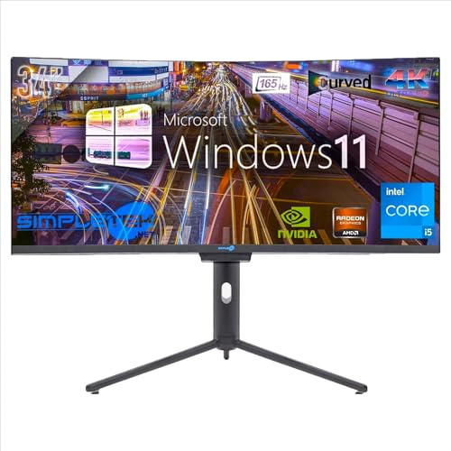 SIMPLETEK - PC ALL in ONE 34 4K Wide 165Hz Core i5 Windows 11 Nvidia GT730 4GB dediziert | 8GB RAM SSD 240GB | Integrierte Webcam 5MP Gaming Computer WiFi6