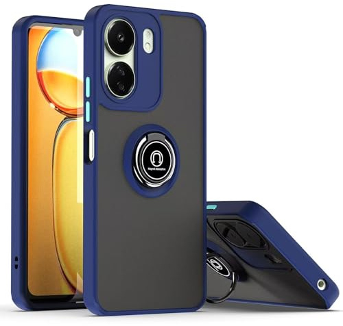 HONLEN Mobile Phone Case Suitable for Redmi 13C (4G) / POCO C65 (6.71 Inches), Ring Stand Clear Matte Silicone Mobile Phone Case - Royal Blue