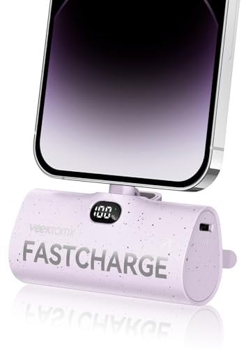 Power Bank 5000mAh Powerbank Klein PD 20W Schnelles Aufladen Mini Powerbank Tragbare Externe Handyakkus Kompatibel mit iPhone 14/14 Pro Max/13/13 Pro Max/12/12 Pro Max/11 Pro/XR/X (Lightning-Lila)