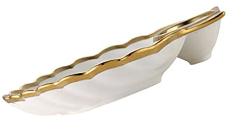 Luxshiny Knödelteller Aus Keramik Muschelform Dip-Tablett Sushi-Platte Mit Saucenhalter Beilagen-Vorspeisen-Serviertablett Küche Snack-Schüssel Weiß