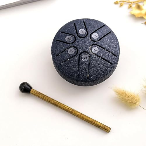 Buddha Stones Mini Steel Tongue Drum 3 Inch Sound Healing Drum Kit,Mini Handpan Drum,6 Note Worry Free Drum,Worry-Free Drum,Handpan Drum with Drumsticks s for Meditation Yoga Sound Healing (Cyan)