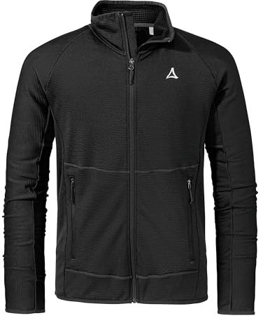 Schöffel Herren Fleece Jk Style Cascata MNS, leichte Fleecejacke mit Stehkragen aus 2-Wege-Stretch, wärmende Outdoorjacke mit 2 Außentaschen, black, 58