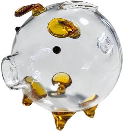 JISADER Tirelire cochon en verre, pot en verre, tirelire transparente