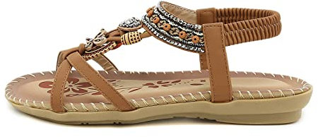 KHIRVWL Sandales Femmes Plates, Chaussures Boheme ÉTé Nu Pieds à Talons Plates à Bouts Ouverts Spartiates Plates Femme Plage Semelle Confortables Grand Taille Vintage Romaines
