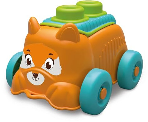 Clementoni - Sensory Puppy Fox-Set Constructions Petite enfance, Doux Clemmy, Blocs Enfants 6 Mois, Jeu Sensoriel, Empilable, Briques Lavables, Made in Italy, Couleur Dog Orange, 17487