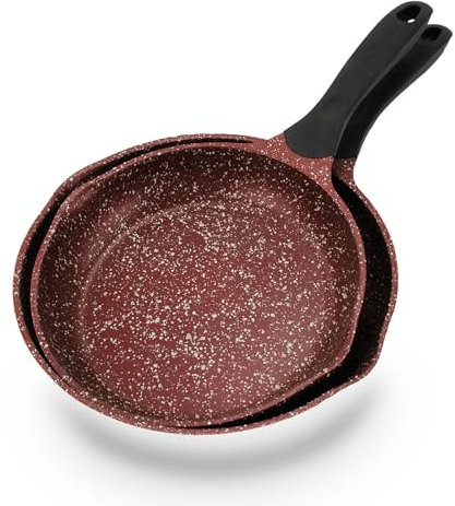 ROSSETTO Set de 2 poêles 24+28cm en fonte d’aluminium, avec revêtement antiadhérent, sans PFOA, ni PFOS, compatible tous feux dont induction