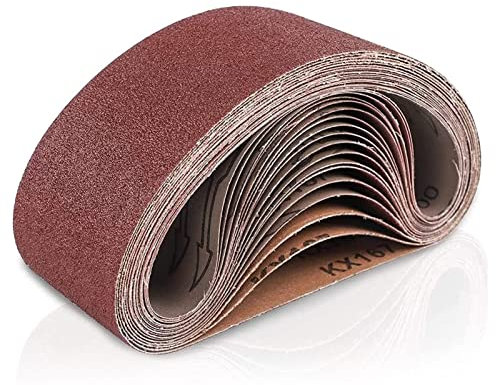Sanding Belts HUIOP 21x3 Inches Sanding Belt (533 * 76mm), 18 Pack Aluminum Oxide Sanding Belts (3 Each of 60 80 120 180 240 400 Grits) for Belt Sander