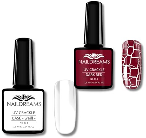 SNC NAILDREAMS UV Shellac Color Crackle Top, erhältlich in 6 Farben – Kreatives Finish für einzigartige Nageldesigns, Qualität Made in Germany (Dark Red)