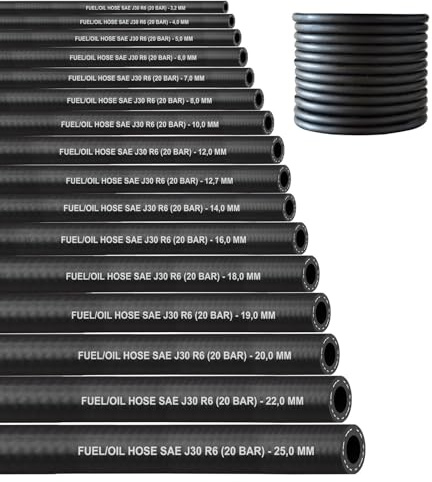 Tuyau de 2 Mètres pour Essence, Huile, Carburant et Diesel - Certificat SAE J30 R6 (Diamètre Intérieur : 25,0 mm)
