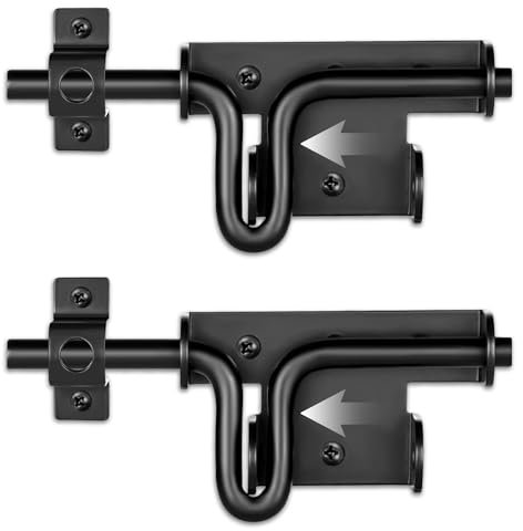 HTHOOOOOME Loquet de portail coulissant avec trou de cadenas, loquets coulissants robustes pour clôture en bois, porte d'abri de jardin, porte en vinyle