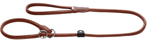HUNTER Retriever-Leine Round & Soft Canadian UP, Farbe: Cognac, weiches Leder, Handschlaufe, Stoppring, rundgelegt, nachhaltig, Made in Germany, Größe: 10/120