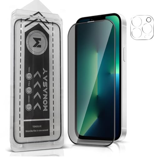MONASAY for iPhone 13 Pro Max Privacy Glass Screen Protector [1 Pack][Camera Lens Protector][Easy Installation] Matte anti-peep tempered screen Film Case Friendly
