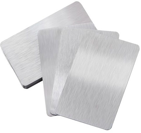 NBEADS 10 tarjetas de visita de metal, tarjetas metálicas grabadas tarjetas de visita de acero inoxidable de 1 mm para tarjetas de regalo para clientes de oficina, 8,6 x 5,4 cm