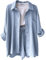 Anrabess Musselin Set Damen Bluse Zweiteiler Mit Plissee Hose - Sommer Hemd Vintage Clothes Festival (C Light Blue, L)