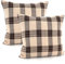 heimtexland ® 2er Set Dekokissen mit Woll-Charakter Tartan kariert Kissen Schotten-Karo Deko Kissenhülle 45x45 cm Doppelpack Typ899 beige-braun
