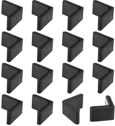 M METERXITY 16-Pack L-Shape Angle Iron Caps 1.5 x 1.5 Rubber Anti Slip | Leg Cover for Shelves/Table, Furniture Leg Cover Floor Protectors Angle Iron Foot Pads