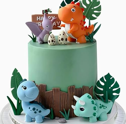 UtenTol Dino Tortendeko 25-teilige Dinosaurier Tortendeko dino kuchen deko tortendeko Enthält 10 Partyteller Geburtstag