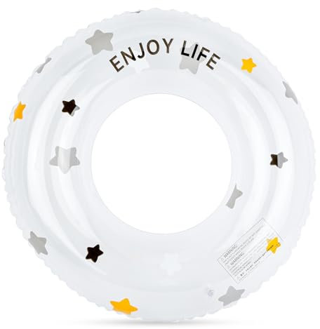 Alaoo Anello da Nuoto, Anello da Nuoto per Bambini, Anello Galleggiante Trasparente, Anelli da Nuoto per Festa in Piscina Estiva(Bianco Trasparente-80#)