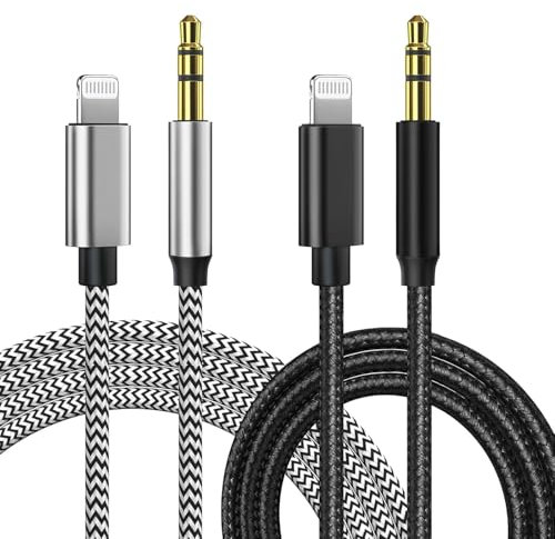 Leikedun 2 Stück Auto AUX Kabel für iPhone 1 Meter, Audiokabel auf 3.5mm Audio für iPhone 14/14 Pro/14 Plus/13/13 Pro Max/12/11/X/XS/XR/8 Car Audio, Kopfhörer, Lautsprecher (A)