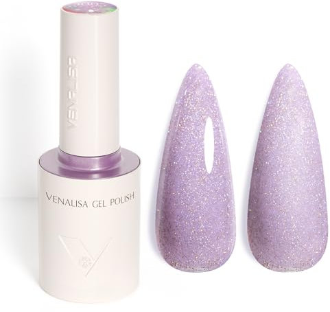 VENALISA UV Negellack Natur Heller lila Glitzer Gellack UV Gel Nail Polish Klassischer und All MatchStil für Valentinstag Hochzeit Dating Weihnachtswochenende 10ml