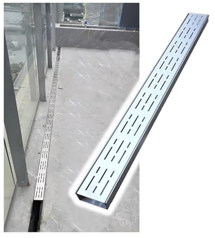 PEYNIR Abflussrost Schmale Entwässerungsrinnen – Edelstahl-Entwässerungsset, 3,5 5 7 10 15 20 cm breit Entwässerungsrinne für Garten/Hof/Gehweg, Einbau-Garage-Bodenablauf(10x3x100cm)