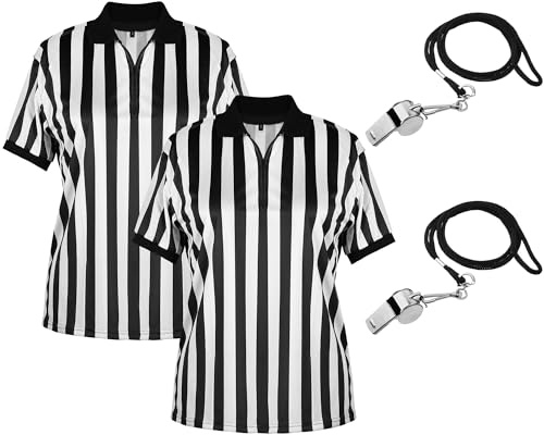 Chicingyou 4 Pcs Referee Shirt Set, Costume for Men and Women Whistle, M