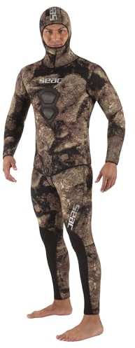Seac Royal 3.5mm, Traje de Neopreno biforado de 3.5 mm para Buceo o apnea, Pantalon y Chaqueta con Capucha, marrón Camuflaje, XL