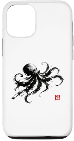 Japanese Octopus Sumi-e Ink Art Graphic Kraken Case for iPhone 12/12 Pro