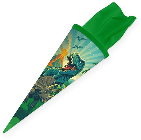 itenga Schultüte Jungen 35 cm – Dinosaurier Dino Motiv – Geschwister Schultüte Junge – Zuckertüte Einschulung Dino