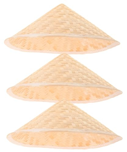 TINEASUR Sombreros Cónicos de Bambú para 3 Piezas, Tradicionales de Estilo Asiático, Función de Protección Solar y Aprendizaje Cultural, Ideales para Uso Diario y Fiestas