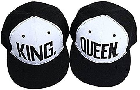 JIAJIA YL Baseballmütze Für Liebhaber Paare Bestickte Rapper Cap -Snapback King/Queen verfügbar 2 Stück (White)