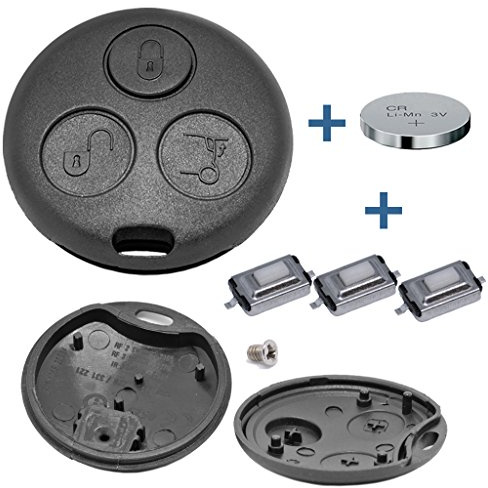 Auto Schlüssel Funk Fernbedienung 1x Gehäuse + 3X Mikrotaster + 1x CR1225 Batterie + 1x passende Schraube für SMART