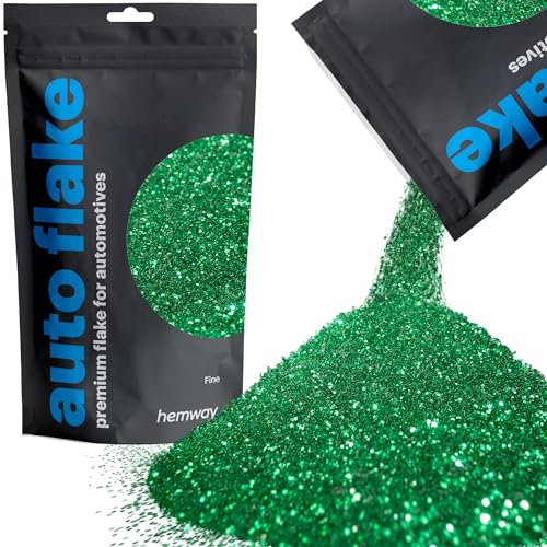 Hemway Premium Automotive Glitter Flake Paint Additive - Emerald Green | Fine Metal Flakes for Car, Truck, RV, Motorbike & Boat Decoration | Mix with Auto Paint | 100 g
